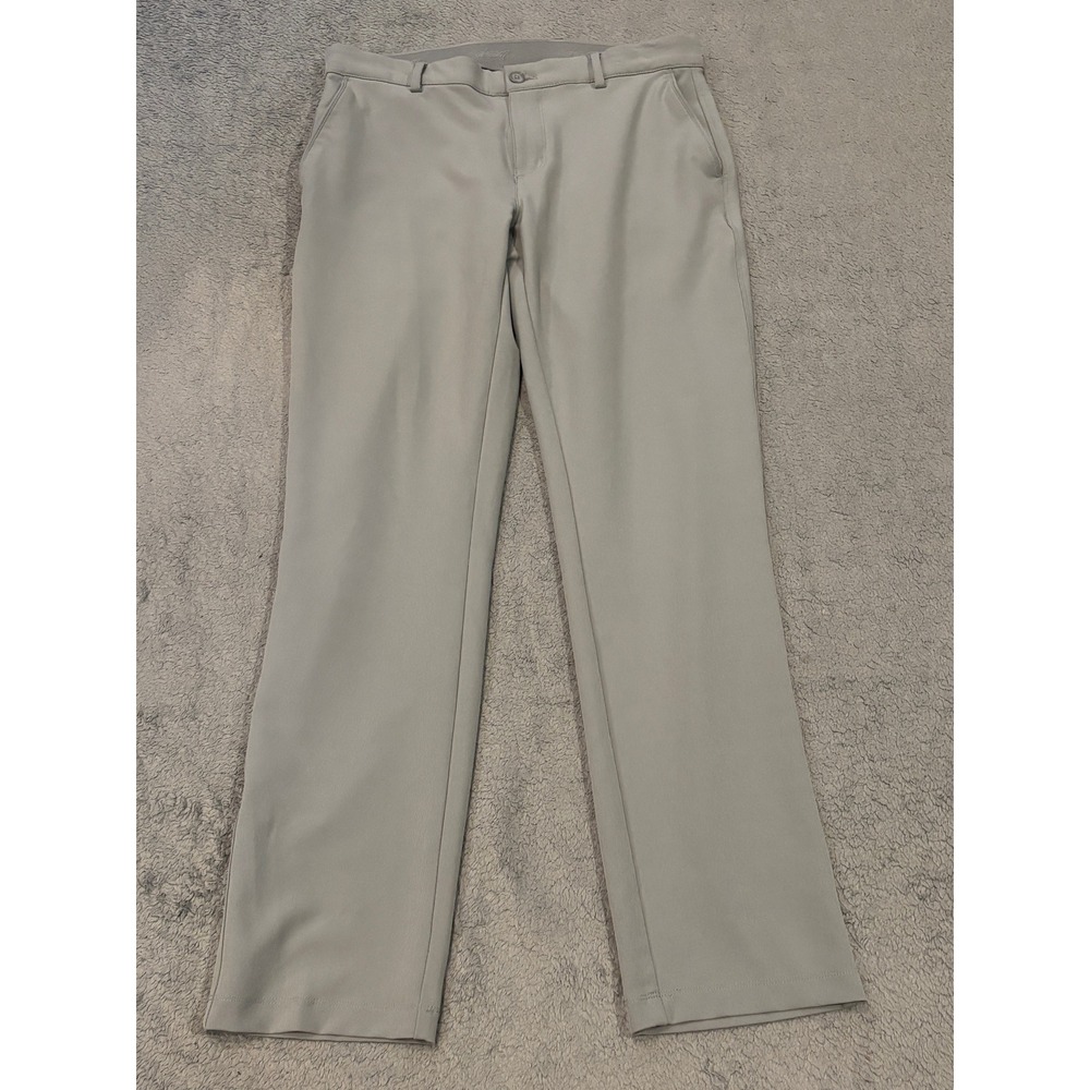 Greg Norman Shark Mens Golf Pants 32x32 Gray Performance Stretch Flat Front Flat